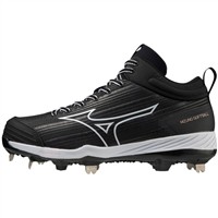 Mizuno Women's Sweep 6 Mid Fastpitch Softball Metal Cleat, Black/White