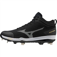 Mizuno Men's Dominant 4 Mid Metal Baseball Cleat, Black/White