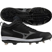 Mizuno Men's Dominant 4 Mid Metal Baseball Cleat, Black/White