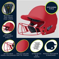 Champro HX Rise Fastpitch Softball Matte Batting Helmet, Royal