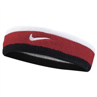 NIKE Swoosh Striped Headband, White/Red