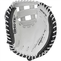 All Star Womens Heiress 34in Fastpitch Softball Catchers Mitt, White/Black