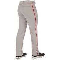 Champro Men's Triple Crown 2.0 Open Bottom Piped Baseball Pants, Grey/Scarlet