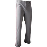 Champro Men's Triple Crown 2.0 Open Bottom Piped Baseball Pants, Grey/Scarlet
