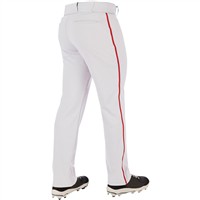 Champro Men's Triple Crown 2.0 Open Bottom Piped Baseball Pants, White/Scarlet