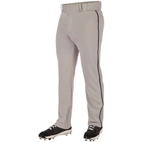 Champro Men's Triple Crown 2.0 Open Bottom Piped Baseball Pants, Grey/Black