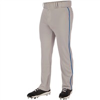 Champro Men's Triple Crown 2.0 Open Bottom Piped Baseball Pants, Grey/Royal