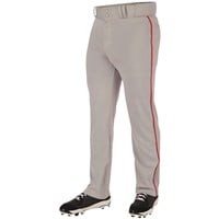Champro Men's Triple Crown 2.0 Open Bottom Piped Baseball Pants, Grey/Scarlet