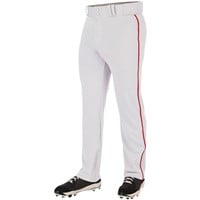 Champro Men's Triple Crown 2.0 Open Bottom Piped Baseball Pants, White/Scarlet