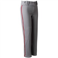 Champro Youth Triple Crown 2.0 Open Bottom Piped Baseball Pants, Grey/Scarlet