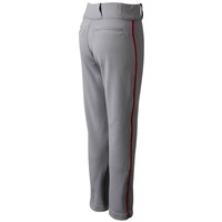 Champro Youth Triple Crown 2.0 Open Bottom Piped Baseball Pants, Grey/Scarlet