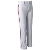 Champro Youth Triple Crown 2.0 Open Bottom Piped Baseball Pants, White/Scarlet