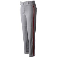 Champro Youth Triple Crown 2.0 Open Bottom Piped Baseball Pants, Grey/Scarlet