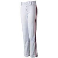 Champro Youth Triple Crown 2.0 Open Bottom Piped Baseball Pants, White/Scarlet