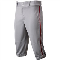 Champro Men's Triple Crown 2.0 Knicker Piped Baseball Pants, Grey/Scarlet