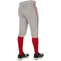 Champro Youth Triple Crown 2.0 Knicker Piped Baseball Pants, Grey/Scarlet