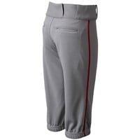 Champro Youth Triple Crown 2.0 Knicker Piped Baseball Pants, Grey/Scarlet