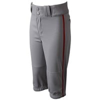 Champro Youth Triple Crown 2.0 Knicker Piped Baseball Pants, Grey/Scarlet