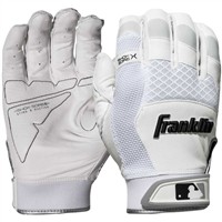 Franklin Youth Shok-Sorb X Batting Gloves, White/Silver