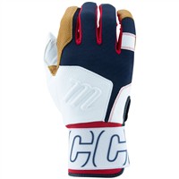 Marucci Adult Blacksmith V2 Batting Gloves, Red/White/Blue