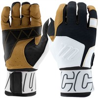 Marucci Adult Blacksmith V2 Batting Gloves, White/Black