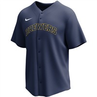 NIKE Men's MLB Full Button Baseball Jersey, Milwaukee Brewers