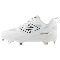 New Balance Women's VELOv4 Metal Fastpitch Softball Cleats, White/Black