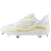 New Balance Women's VELOv4 Metal Fastpitch Softball Cleats, White/Gold