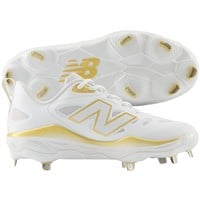 New Balance Women's VELOv4 Metal Fastpitch Softball Cleats, White/Gold