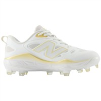 New Balance Women's VELOv4 Molded Fastpitch Softball Cleats, White/Gold