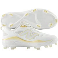 New Balance Women's VELOv4 Molded Fastpitch Softball Cleats, White/Gold
