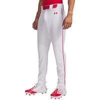 Under Armour Men's Utility Relaxed Piped Baseball Pants, White/Red