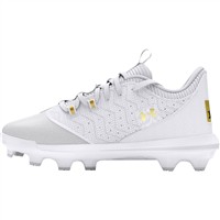 Under Armour Youth Harper 9 TPU Molded Baseball Cleats, White/Gold