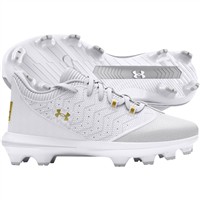 Under Armour Youth Harper 9 TPU Molded Baseball Cleats, White/Gold