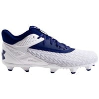 Under Armour Men's Yard MT 3.0 TPU Molded Baseball Cleats, White/Silver