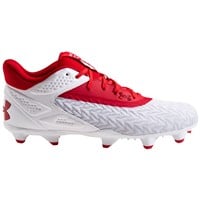 Under Armour Men's Yard MT 3.0 TPU Molded Baseball Cleats, White/Red