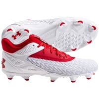 Under Armour Men's Yard MT 3.0 TPU Molded Baseball Cleats, White/Red
