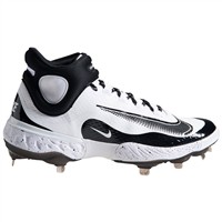 NIKE Men's Alpha Huarache Elite 4 Mid Metal Baseball Cleats, White/Black