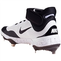 NIKE Men's Alpha Huarache Elite 4 Mid Metal Baseball Cleats, White/Black