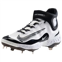 NIKE Men's Alpha Huarache Elite 4 Mid Metal Baseball Cleats, White/Black