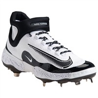 NIKE Men's Alpha Huarache Elite 4 Mid Metal Baseball Cleats, White/Black