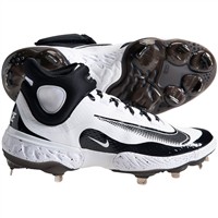 NIKE Men's Alpha Huarache Elite 4 Mid Metal Baseball Cleats, White/Black