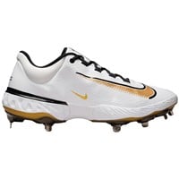 NIKE Mens Alpha Huarache Elite 4 Low Metal Baseball Cleats, White/Gold