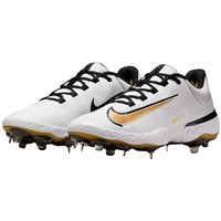 NIKE Mens Alpha Huarache Elite 4 Low Metal Baseball Cleats, White/Gold