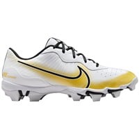 NIKE Mens Alpha Hurache Keystone Low Molded Baseball Cleats, White/Gold