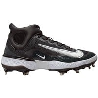 NIKE Alpha Huarache Elite 4 Mid Metal Baseball Cleats, Black/White/Grey