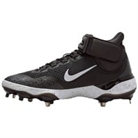NIKE Alpha Huarache Elite 4 Mid Metal Baseball Cleats, Black/White/Grey