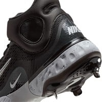 NIKE Alpha Huarache Elite 4 Mid Metal Baseball Cleats, Black/White/Grey