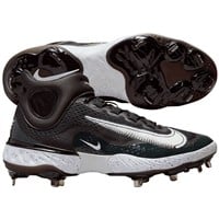 NIKE Alpha Huarache Elite 4 Mid Metal Baseball Cleats, Black/White/Grey