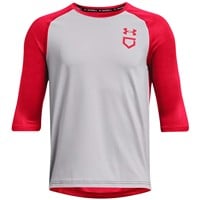 Under Armour Youth Utility 3/4 Sleeve Baseball Shirt, Grey/Red